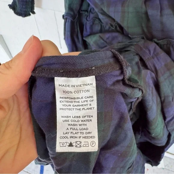 Hill House Naomi Nap Dress Long Sleeve Blackwatch Tartan Plaid size XS - Picture 12 of 13